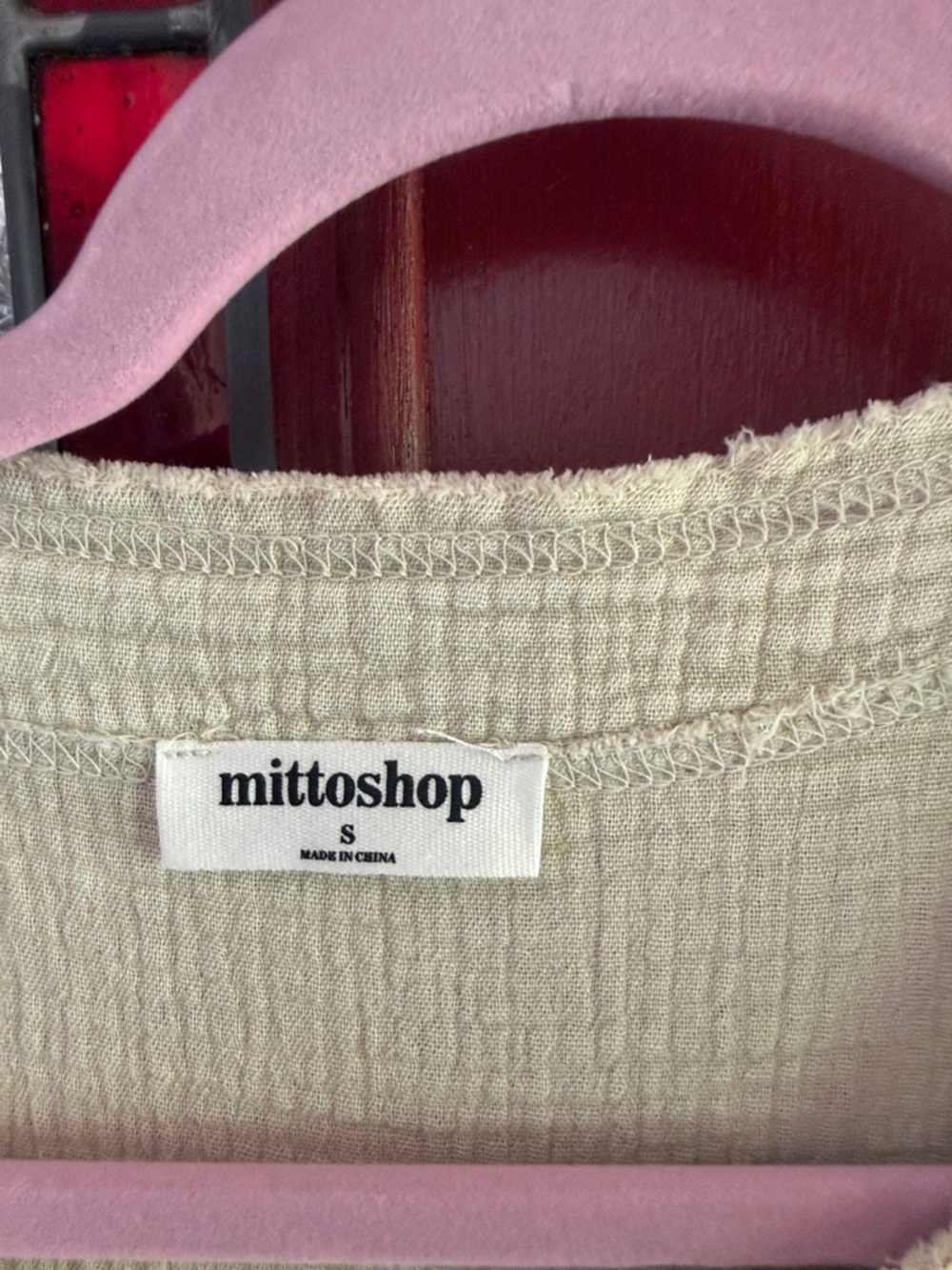 mittoshop Light Cream Textured Peplum Tunic Top - Picture 2 of 3